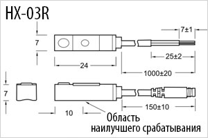 Габаритные размеры датчики для пневмоцилиндра Размеры датчика для пневмоцилиндра HX-03R