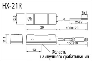 Размеры датчика для пневмоцилиндра HX-21R