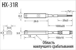 Размеры датчика для пневмоцилиндра HX-31R